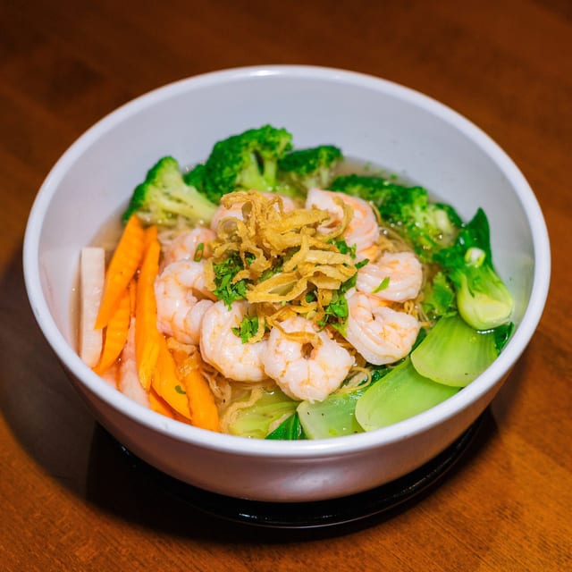 Shrimp Egg Noodle Soup.
